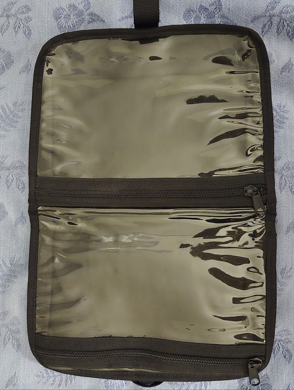 Travel Organizer Pouch with 2 Clear Transparent Zipper Pockets and Closure Strap - Picture 9 of 11